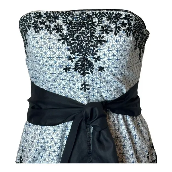 Anthropologie Moulinette Soeurs Dress Women 2 Blue Embroidered Strapless Elysian - Image 7