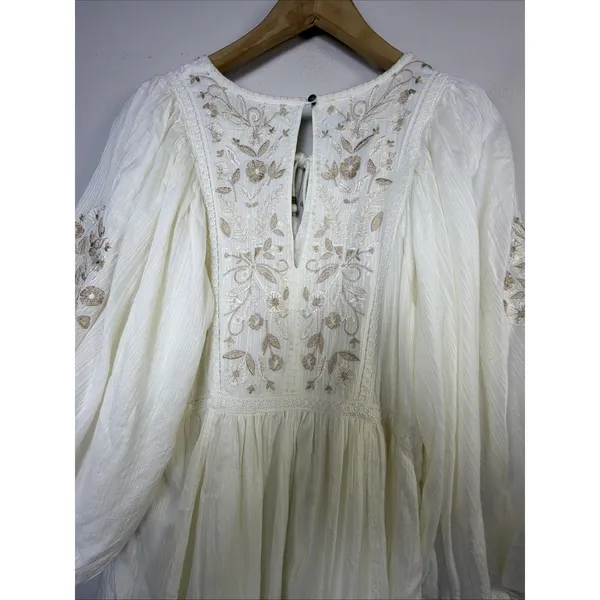 Anthropologie Viveka Embroidered Lace Mini Dress Medium goddess bohemian fairy - Image 16