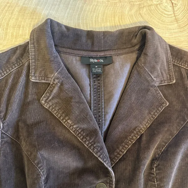 Style & Co Brown Corduroy Bell Sleeve Blazer Jacket Medium Y2K - Image 3