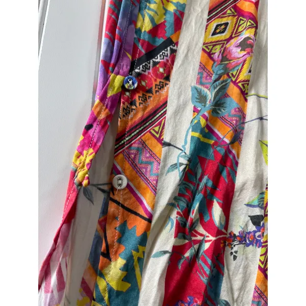 Johnny Was Esplanad Silk Palazzo Pant XL Floral Geometric Wide Leg Boho Colorful - Image 3