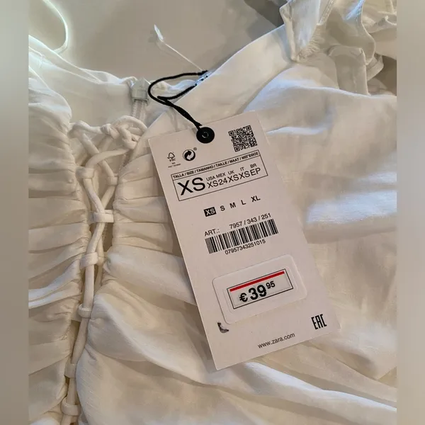 ZARA woman’s white braced linen blend mini dress - scrunched chic summer - XS - Image 9