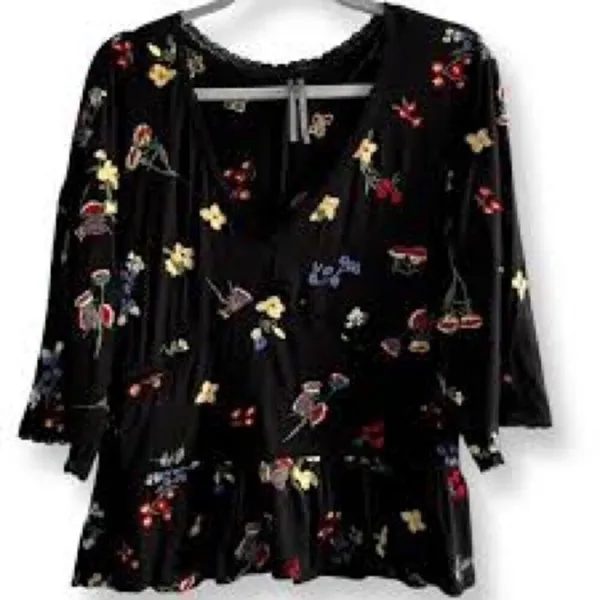 Anthropologie Parvati Floral Boho Embroidered Top Size Medium‎ - Image 8