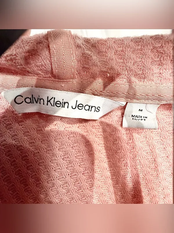 Calvin Klein Jeans Women’s Long Sleeve Waffle-Knit Hooded Pullover Shirt Size M - Image 4