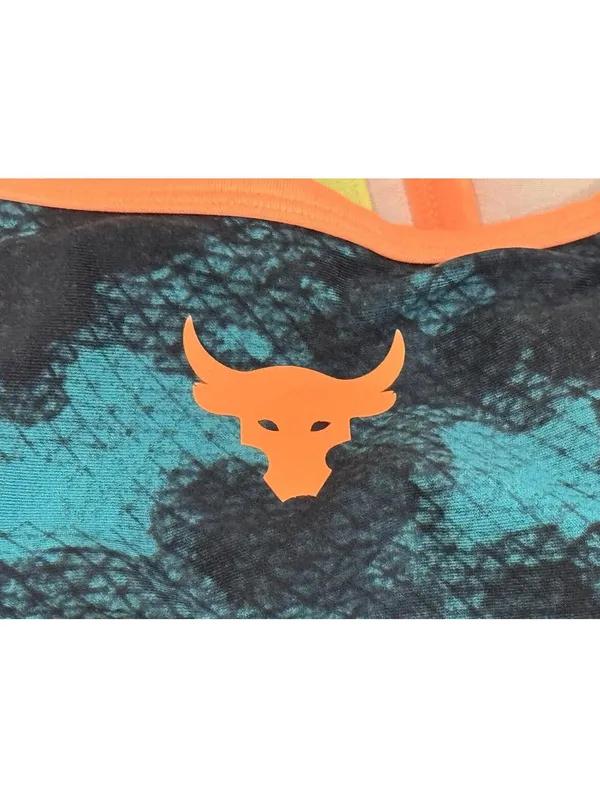 Under Armour Project Rock Crossback Green Orange Sports Bra Plus Size 1X - Image 5