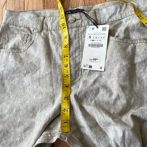 Zara Gray Wide Leg Pants Womens Small Linen Cotton NWT Coastal Minimalist - Image 5
