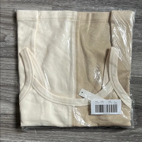 Madewell Two-Tone Camisole in Cream and Tan - Image 3