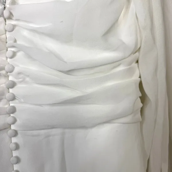 NEW Lulus Lux Bridal Adorna White Off-the-Shoulder Semi-Sheer Chiffon Maxi Dress - Image 13