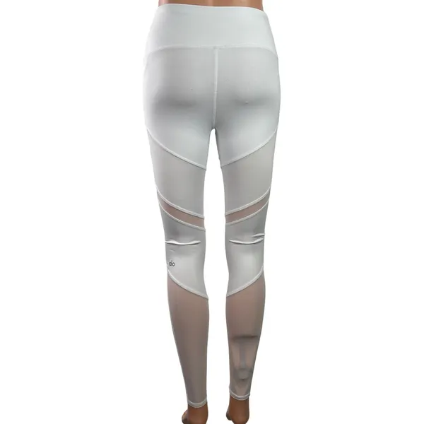 Alo Yoga Sheila White High Rise Mesh Workout Athletic Leggings Pants Size XXS - Image 3