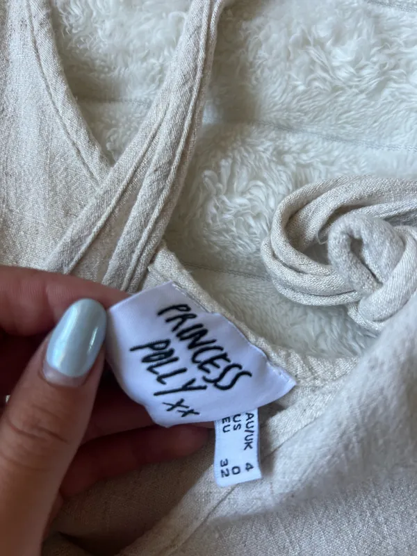 Princess Polly Linen Romper Beige - Image 3