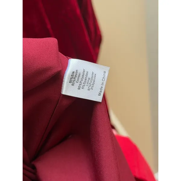 NEW Tuckernuck Silk-Blend Velvet Colorblock Maxi Dress Red Pink Size Medium - Image 6