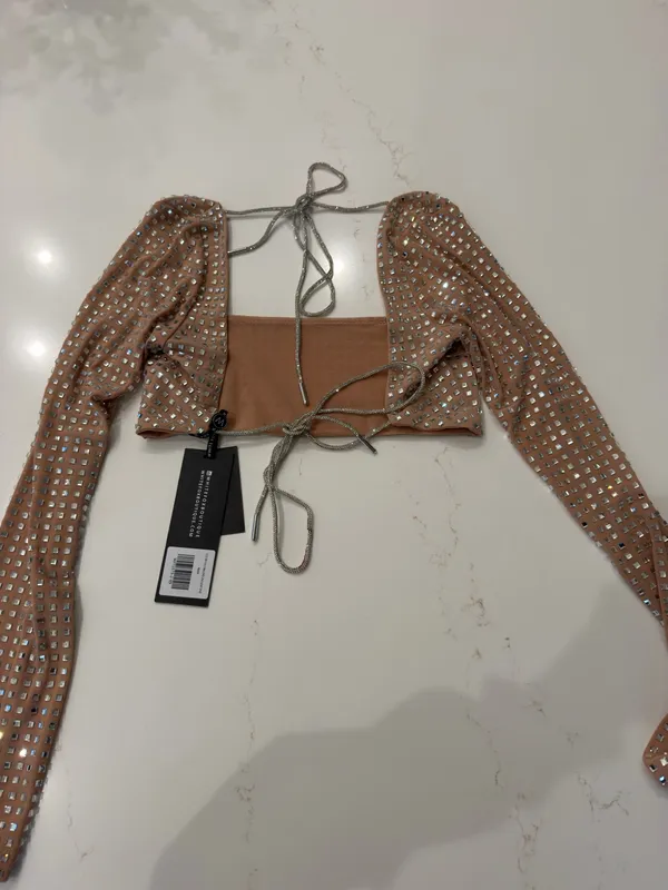 White Fox Good Vibes Only Embellished Long Sleeve Top - Image 3