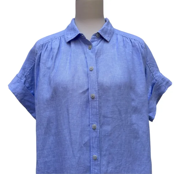 J.Crew Baird McNutt 100% Irish Linen Shirt Dress S Blue Relaxed Casual Preppy - Image 2