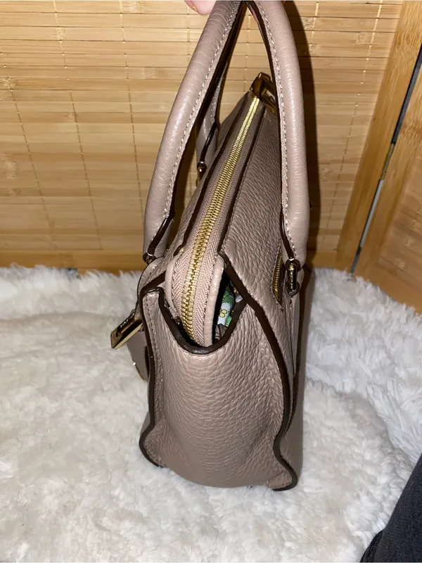 Michael Kors tan Pebbled Leather Satchel Bag purse - Image 2