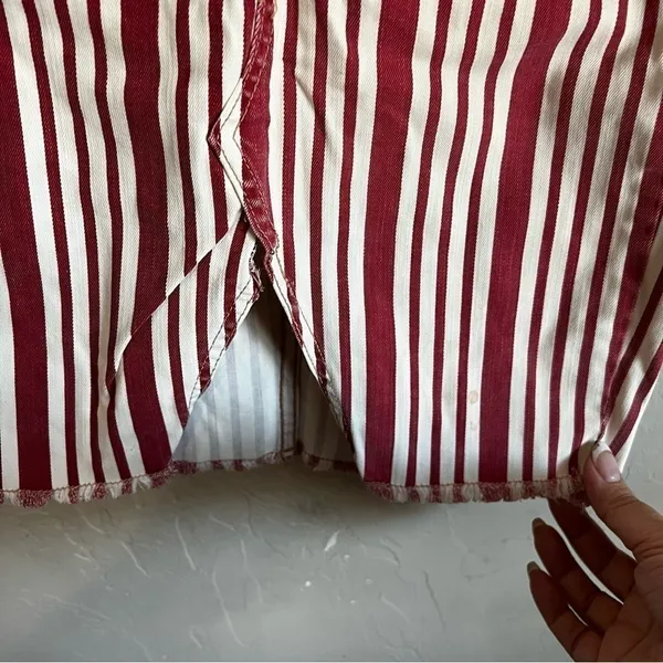 Free People Red Cream‎ Pencil Denim Skirt - Image 8