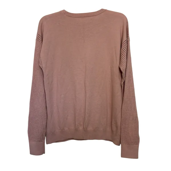 Abercrombie & Fitch Pink Crewneck Open Knit Beach Sweater L Minimal Comfy - Image 2