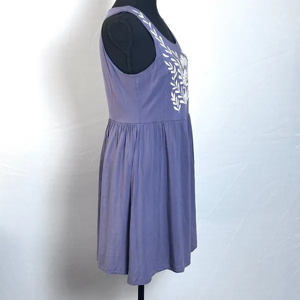 YA Los Angeles Dress Womens Large Embroidered Fit & Flare Purple Boho Cottage - Image 4