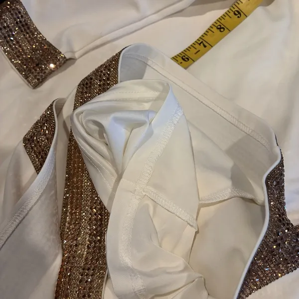 Bebe Short Dress Bodycon White Stretchy Rhinestone Embellished Bridal Women Sz S - Image 13