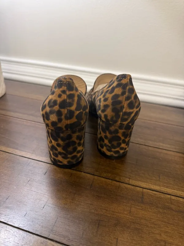 Gianvito Rossi Leopard Print Suede Block Heel Loafer Pumps Size 38 - Image 4