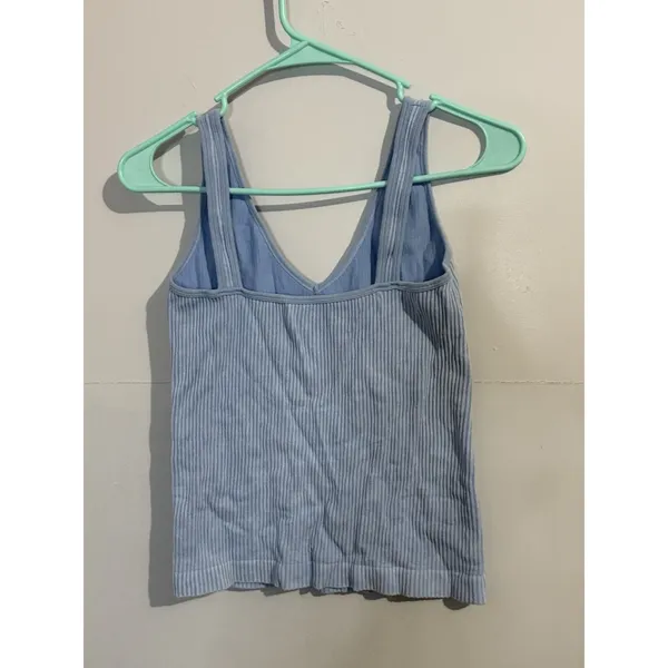 Aura Ribbed Stretch‎ XL/XXL Cropped Tank Top for Yoga Workout Blue - Image 3
