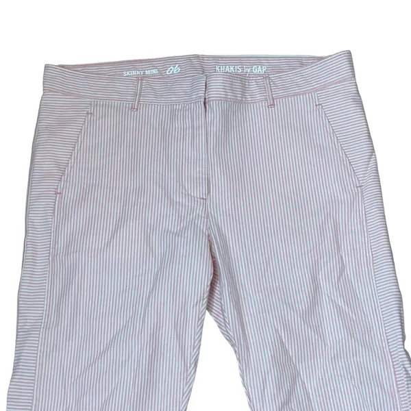 Khakis‎ by Gap Skinny Mini Pink Striped Rolled Pants Mid-Rise Stretch Women 6 - Image 2