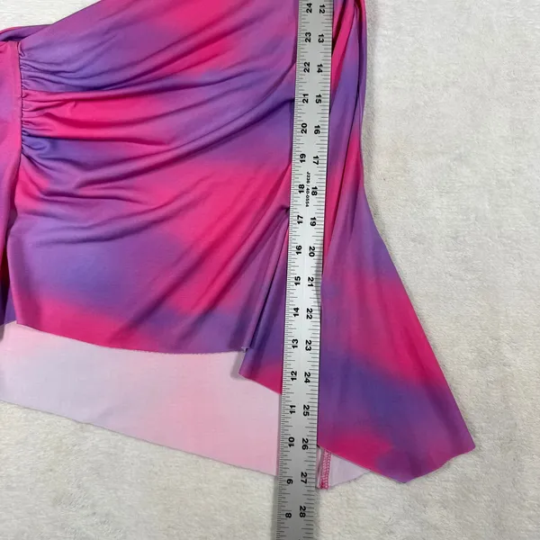 I.AM.GIA Pink Purple Ombre One Shoulder Cutout Ruched Mini Dress Size M - Image 6