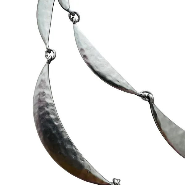 Lane Bryant Hammered Hammered Metal Double Strand Necklace/Yellow Glass Accents - Image 2
