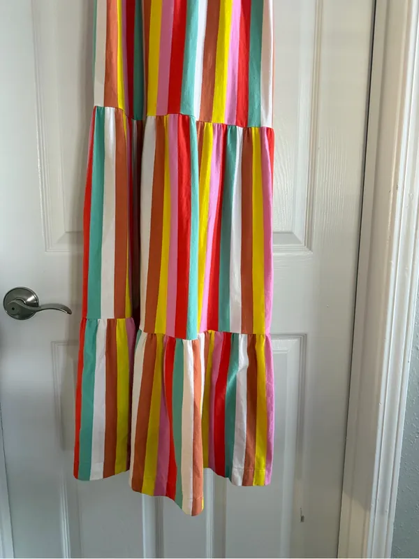 J. Crew Rainbow Stripe Maxi Dress Size XXS Back To School Teacher Outfit Cotton - Image 5