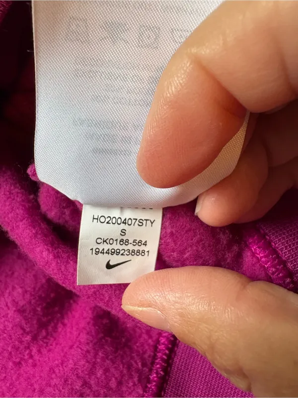 Nike Fuchsia Cropped Fleece Crewneck Sweatshirt Small Swoosh Size S - Image 5