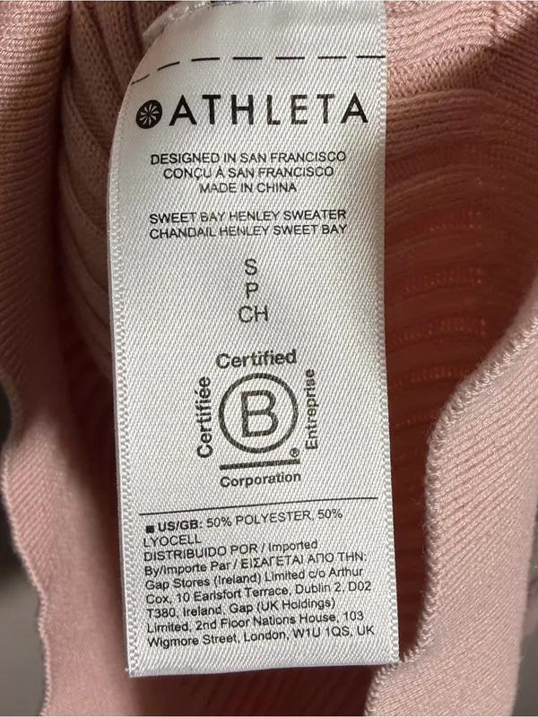 Athleta collared ribbed sweater light pink size small - Image 7