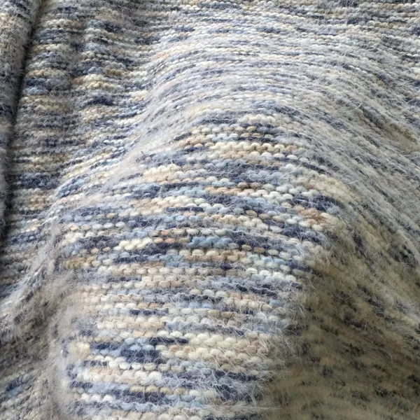 Marled Fuzzy Oversized Crew Knit Sweater Gray - Image 5