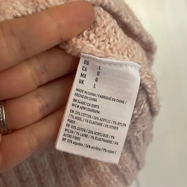 American Eagle pink cropped mock neck knit sweater - Image 4