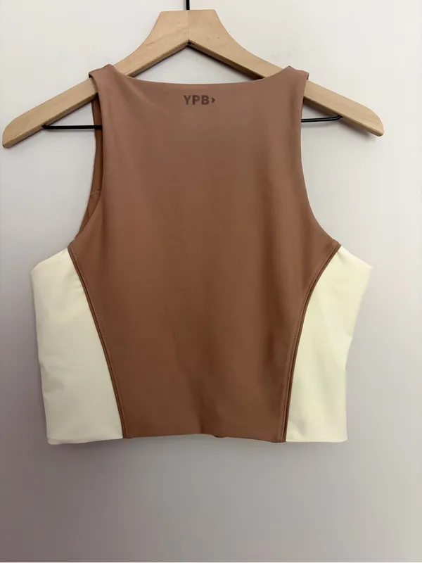 YPB Abercrombie & Fitch Mocha Colorblock Longline V-Neck Athletic Tank - Image 4