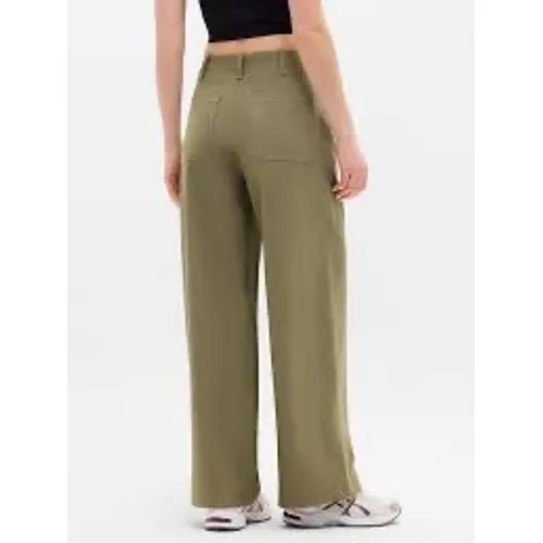 GAP Wide-Leg Khakis Women 2P Olive Green Excellent High‎ Rise Stretch Cotton - Image 7