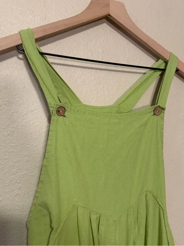BiBi Sleeveless Linen Cotton Pockets Loose Wide Leg Jumpsuit Size Large - Image 3