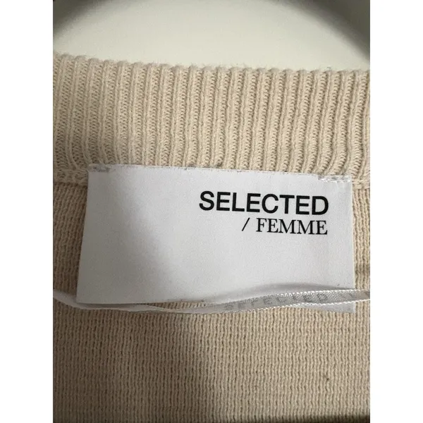 Selected Femme Striped Cardigan XS Beige Black Button‎ Front Organic Cotton - Image 4