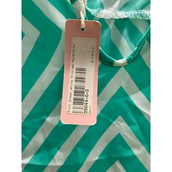 PinkBlush Maternity Mint Green Geometric Tunic Blouse Roll Tab Sleeve Small NWT - Image 7