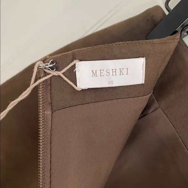 MESHKI Hayes Faux Vegan Suede Midi Maxi Skirt in Chocolate Brown Size XS NWT - Image 10
