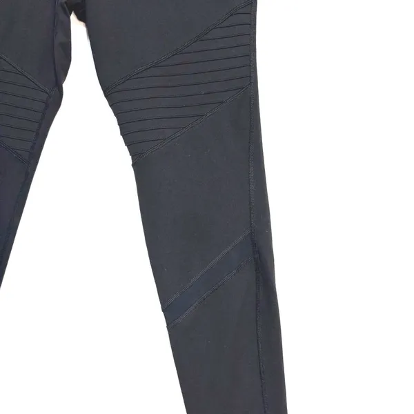 Old Navy Go-Dry Active Ankle Leggings Women M Black Ribbed Panel High Waist Yoga - Image 3