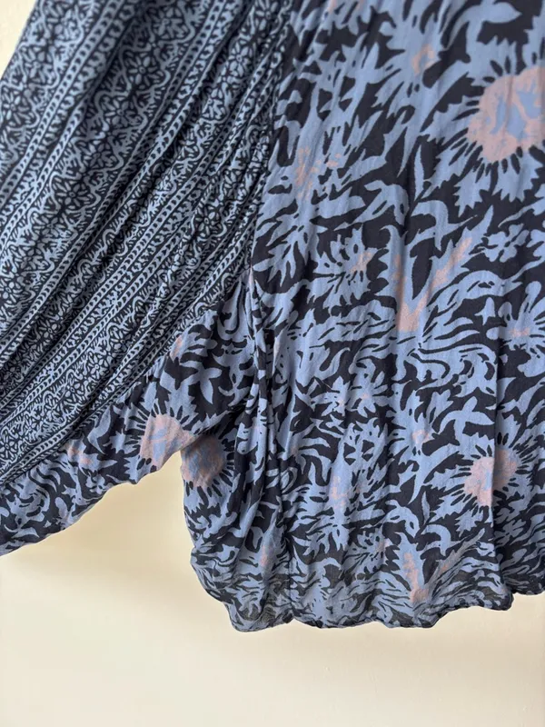 Free People Blue Floral Tie Front Cardigan Ballon Sleeve Boho Peasant Multiprint - Image 8
