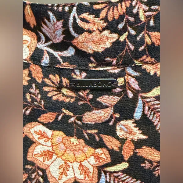 Billabong Sweetest Dream Floral Mini Dress Black Pebble Long Sleeve L - Image 12
