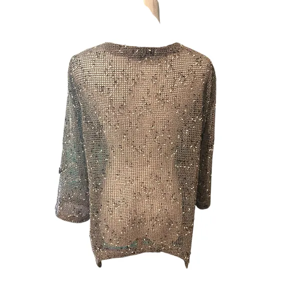Nina Leonard Brown Open Chunky Knit Cardigan Button Size M Boho Whimsy Goth - Image 9