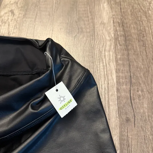 Offline by Aerie Faux Leather Leggings Black High Rise Size S/P NWT - Image 4