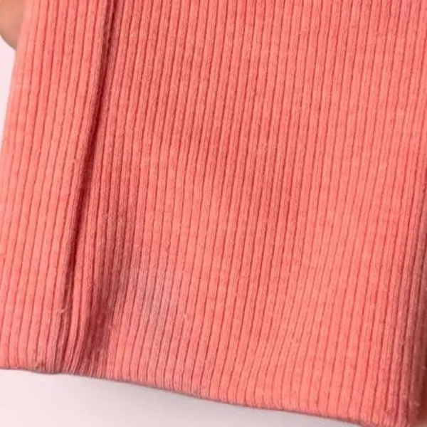 American Eagle Waffle Knit Ribbed Mockneck Cropped Long Sleeve Shirt Coral Small - Image 7