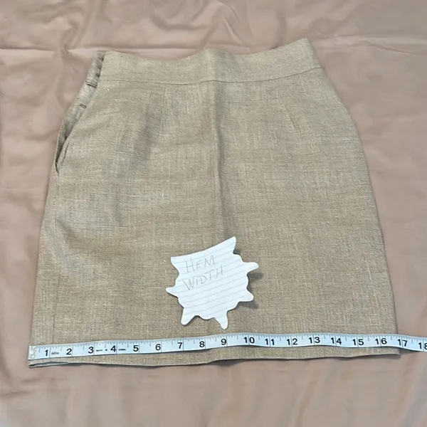 Calvin Klein size 6 tan linen button side straight mini skirt EUC - Image 10