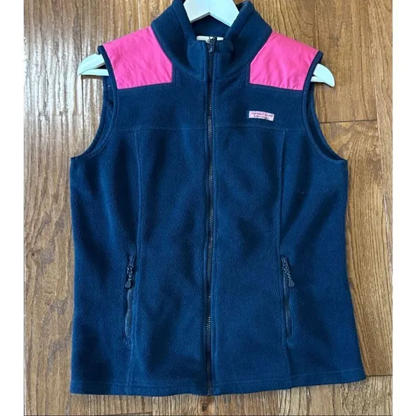 Vineyard Vines navy and pink fleece vest M - Image 10