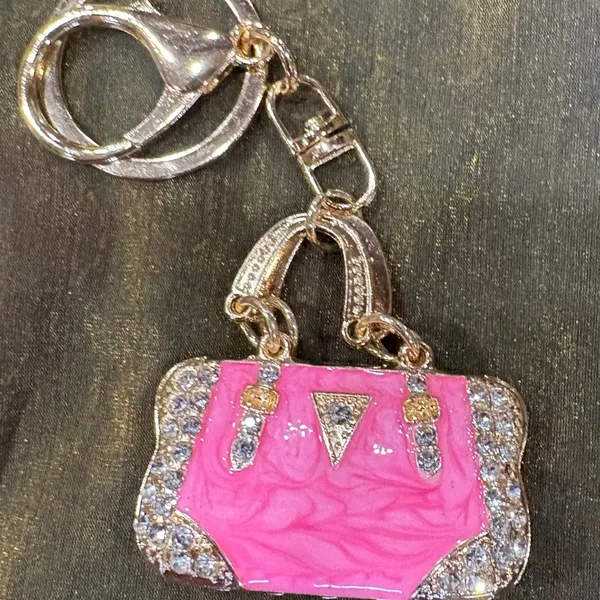 Source Unknown Pink and Gold Mini Bag Keychain - Image 2