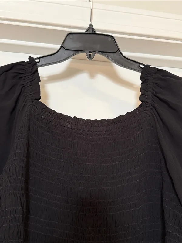 Ann Taylor Black Smocked Peplum Blouse - Image 4