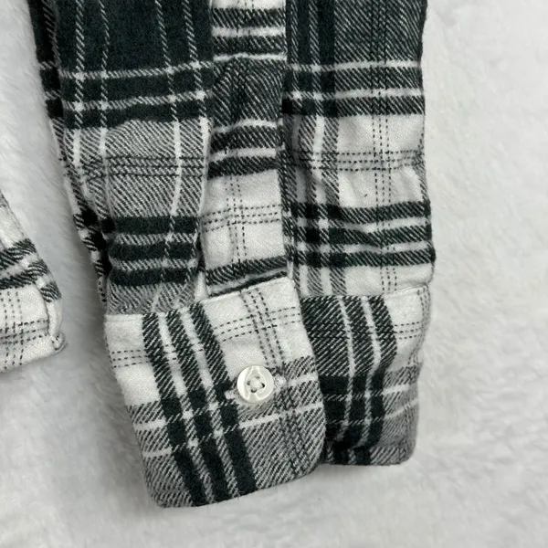Frank‎ & Eileen Womens Flannel Shirt Black White Plaid Cotton Top Small - Image 6