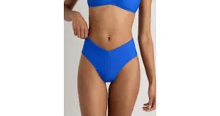New Quince Italian V-Cut High-Rise Bikini Bottom in Electric Blue Size Small - Image 2