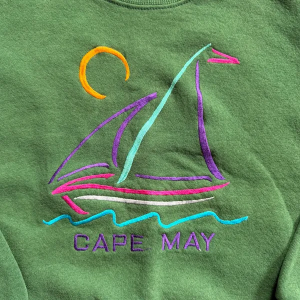 Vintage 90s Lee Cape May Embroidered Sailboat Crewneck Sweatshirt L - Image 3